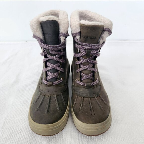 Merrell Womens Size 7. 5 Haven Polar Waterproof Mid Lace Winter Boots Olive Gray - Picture 3 of 15